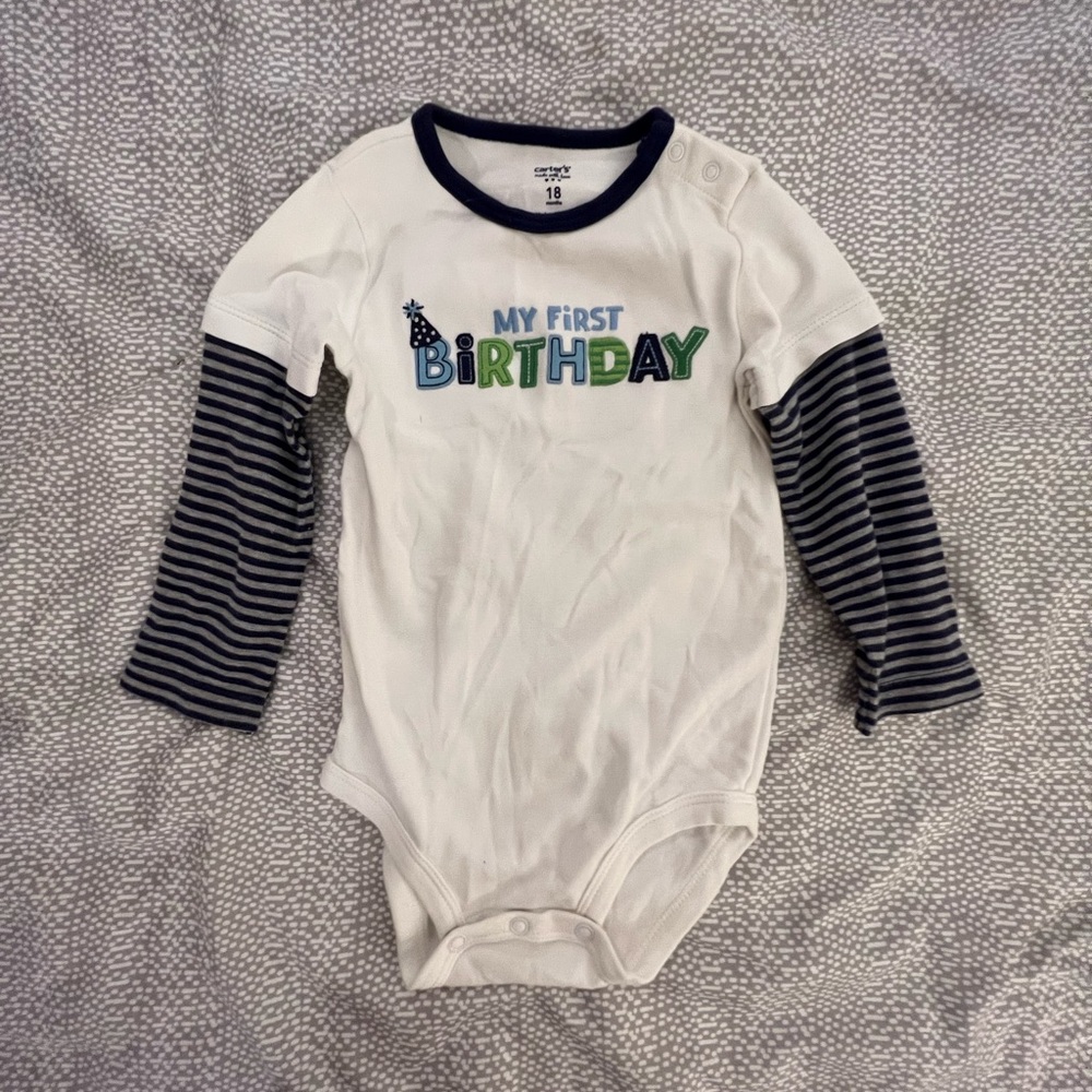 Carter’s baby my first birthday bodysuit . Size 18 months.